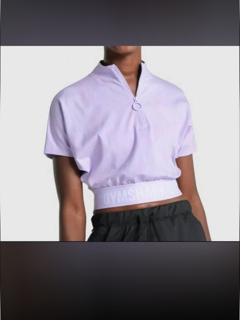Gymshark Lilac Short-Sleeve Cropped Zip Top XS